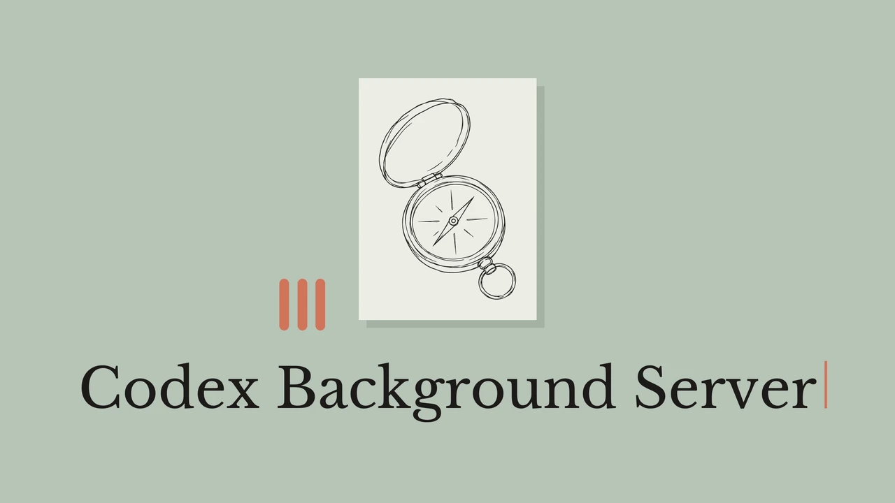Codex Background Server title beside a black ink compass on pale card with a muted background.