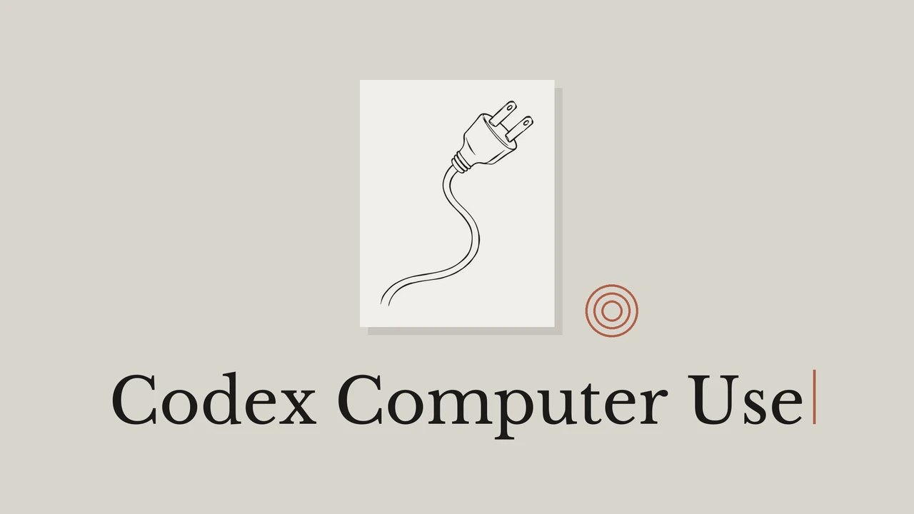 밝은 카드 위에 그린 분리된 플러그 선화와 Codex Computer Use 제목.