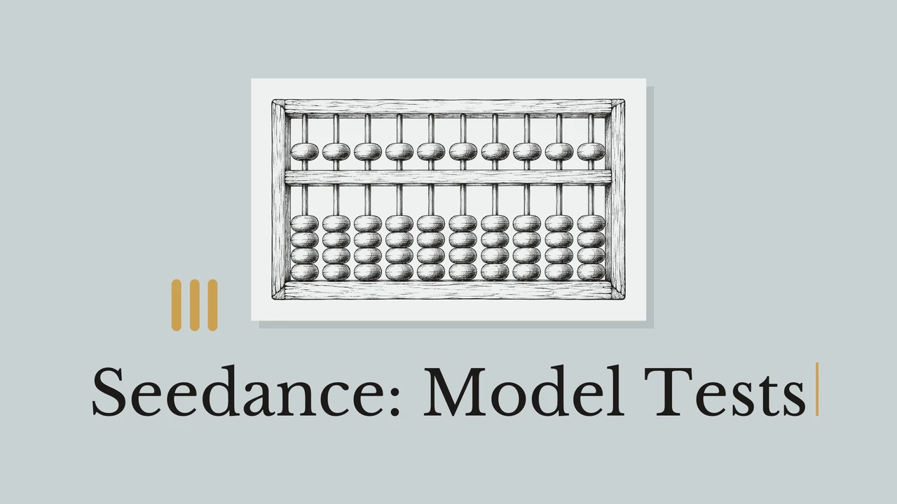 Abacus line drawing on a blue-grey cover titled Seedance: Model Tests