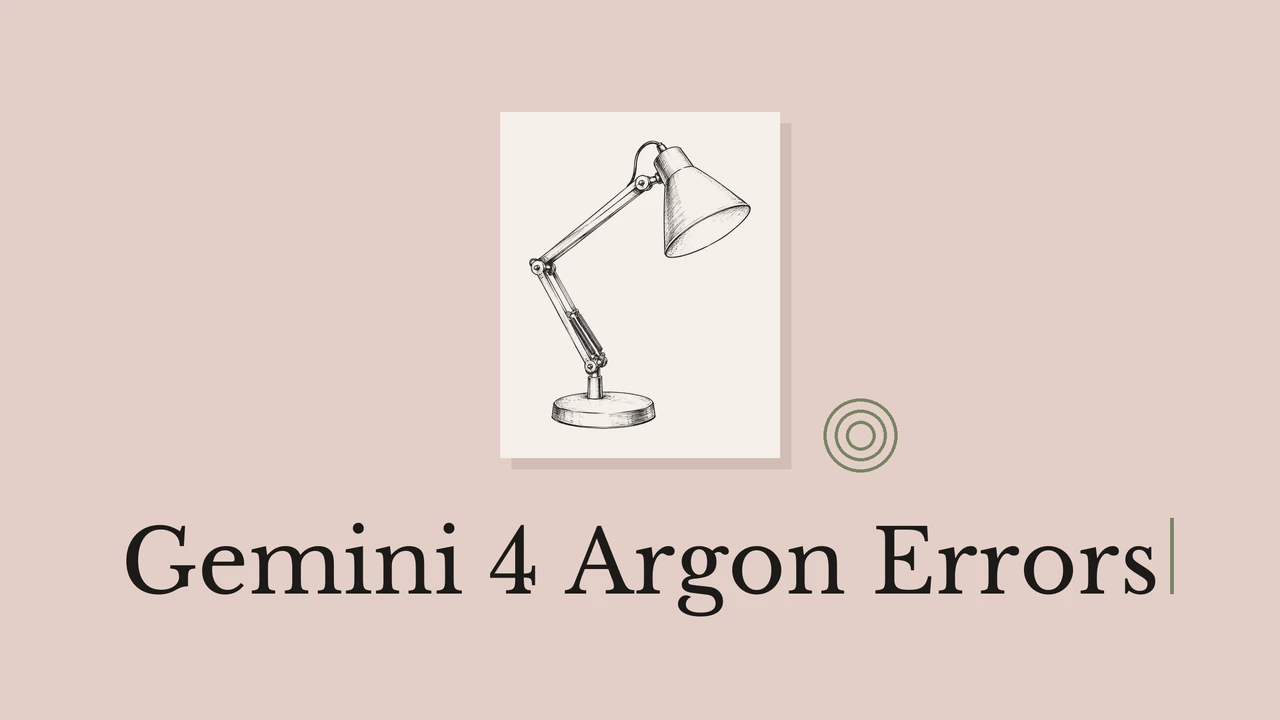 카드를 비추는 탁상용 램프 선화와 Gemini 4 Argon Errors 제목.