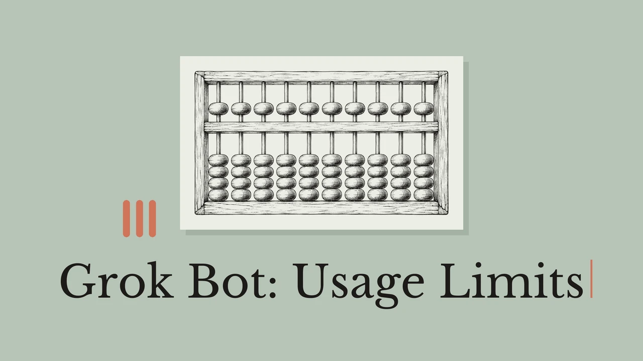 そろばんの黒い線画。表紙タイトルはGrok Bot: Usage Limits。