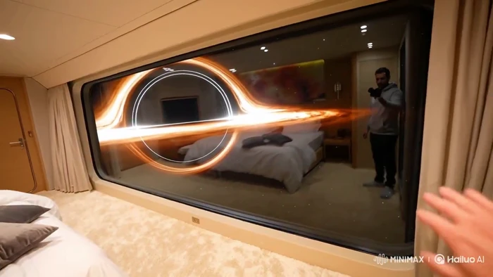 Handheld Space-Cruise POV at a Black Hole
