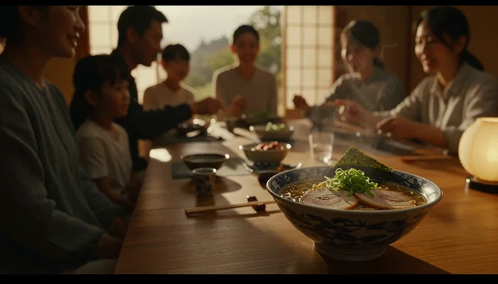 Ramen Dinner — Rack Focus to Family