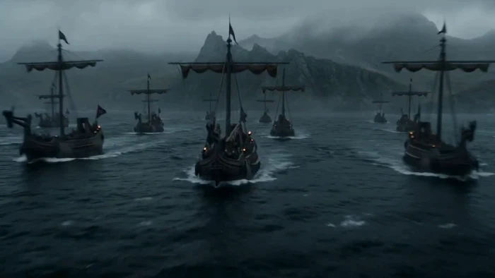 A Dragon Sweeps Over a Northern Fleet and Breathes Fire