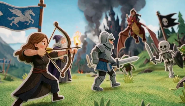 A Papercraft Battle in a Fantasy Valley