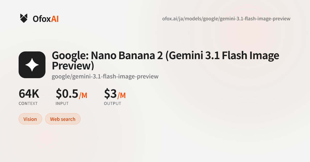 Google: Nano Banana 2 (Gemini 3.1 Flash Image Preview) API - 料金 & クイック ...
