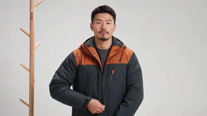 Hardshell jacket haul with an on-camera presenter, after the frame-locked product was put on a body
