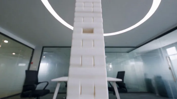 Seamless transition, mahjong tiles into skyscrapers