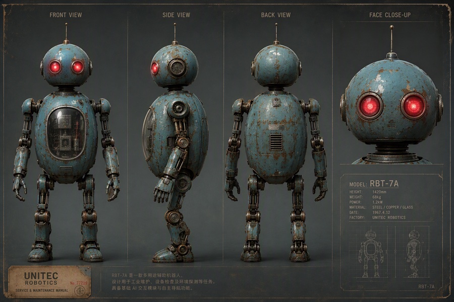 Guardian robot and grandmother, nine-shot storyboard · Imagem de referência · image4 grandma