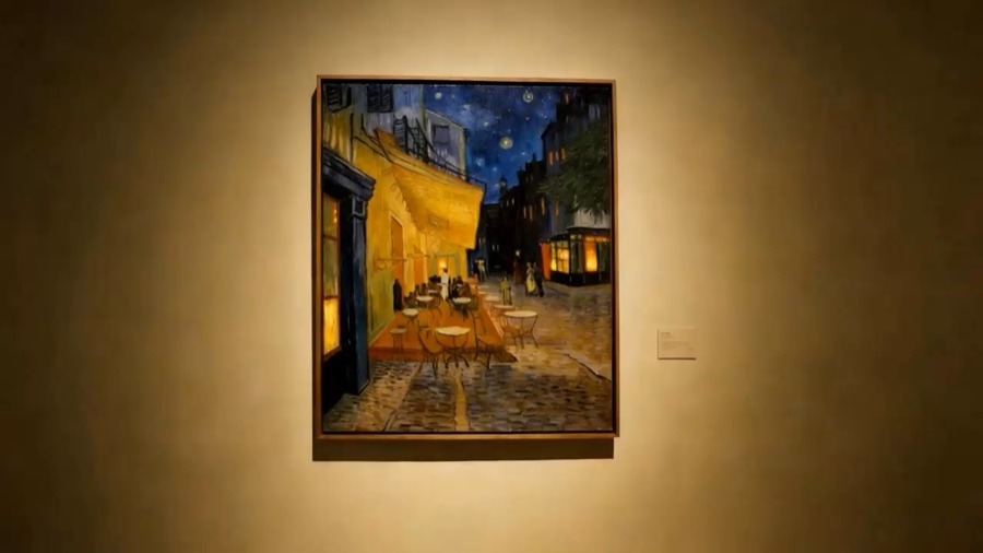 Extend a clip through a window into a gallery · Vídeo de referência · video2 gallery interior