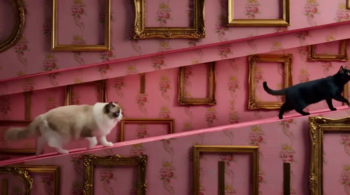 Ragdoll and Black Cat — A Symmetrical Chase