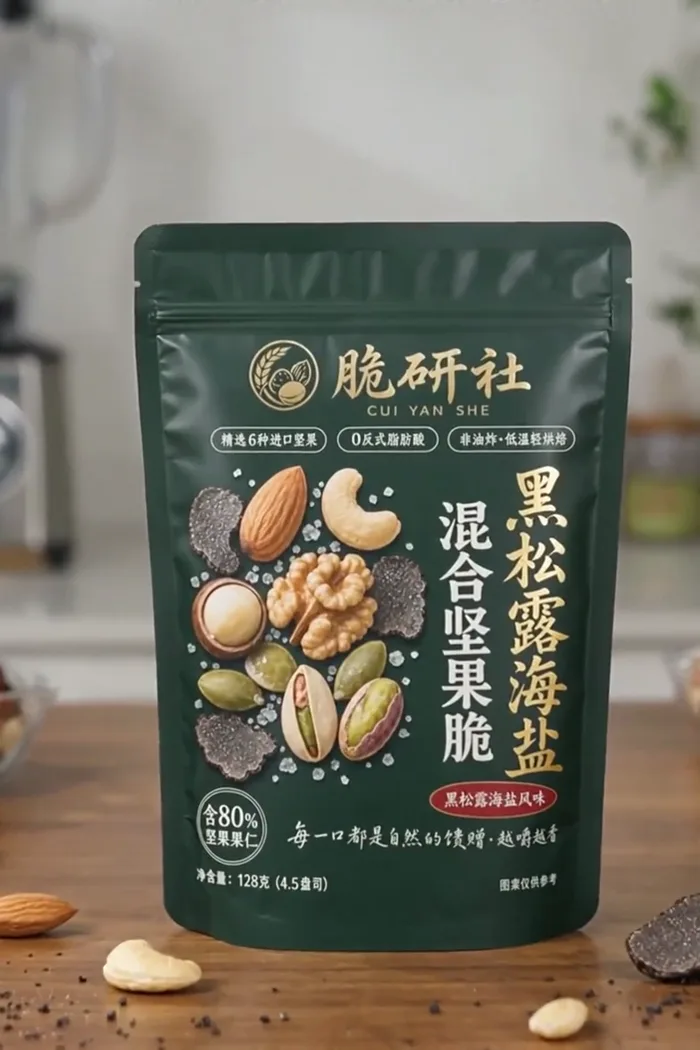 Nut Snack Packaging — Three-Shot Showcase