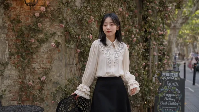 Lace Blouse Try-On