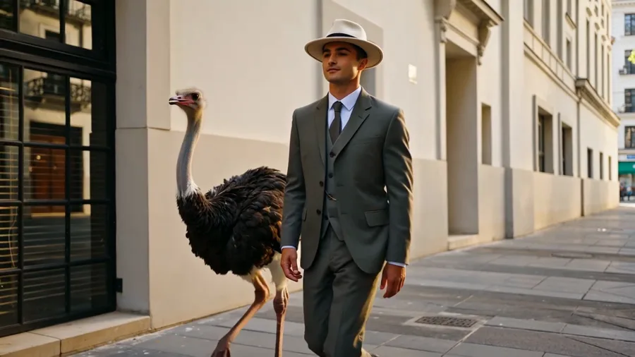 Motion Edit — Swap the Man and the Ostrich · Eingabevideo · 编辑前视频
